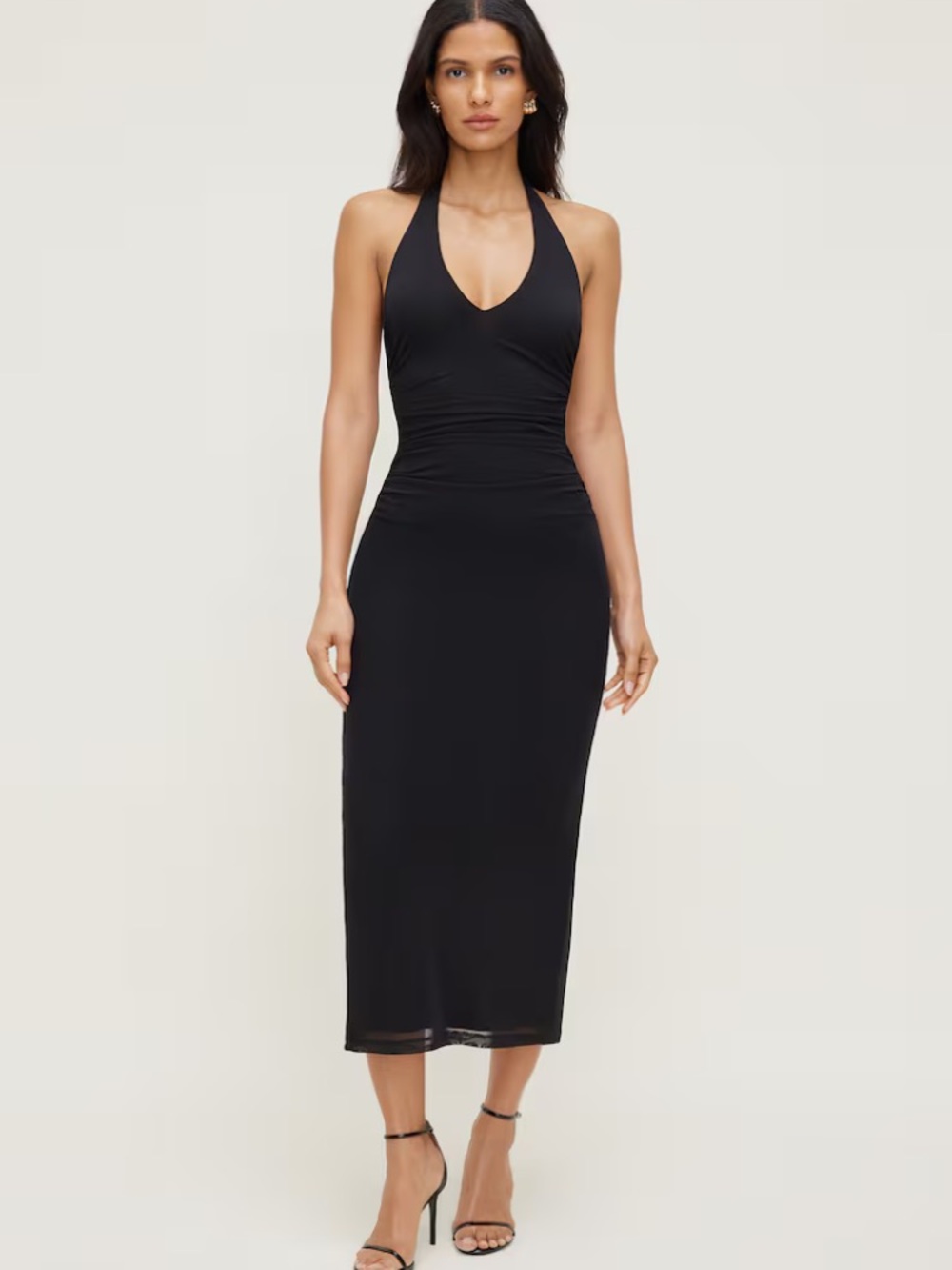Classic Black Halter Midi Dress - Sleek Evening Style